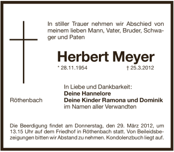 Traueranzeige von Herbert Meyer von Pegnitz-Zeitung